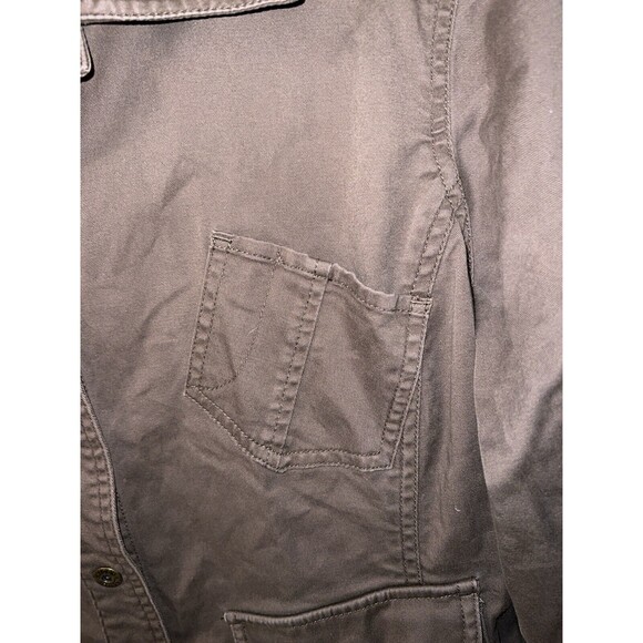 CHICOS PLATINUM Jean Jacket Womens 2 Sz L Brown Snap front Utility casual - Picture 5 of 9